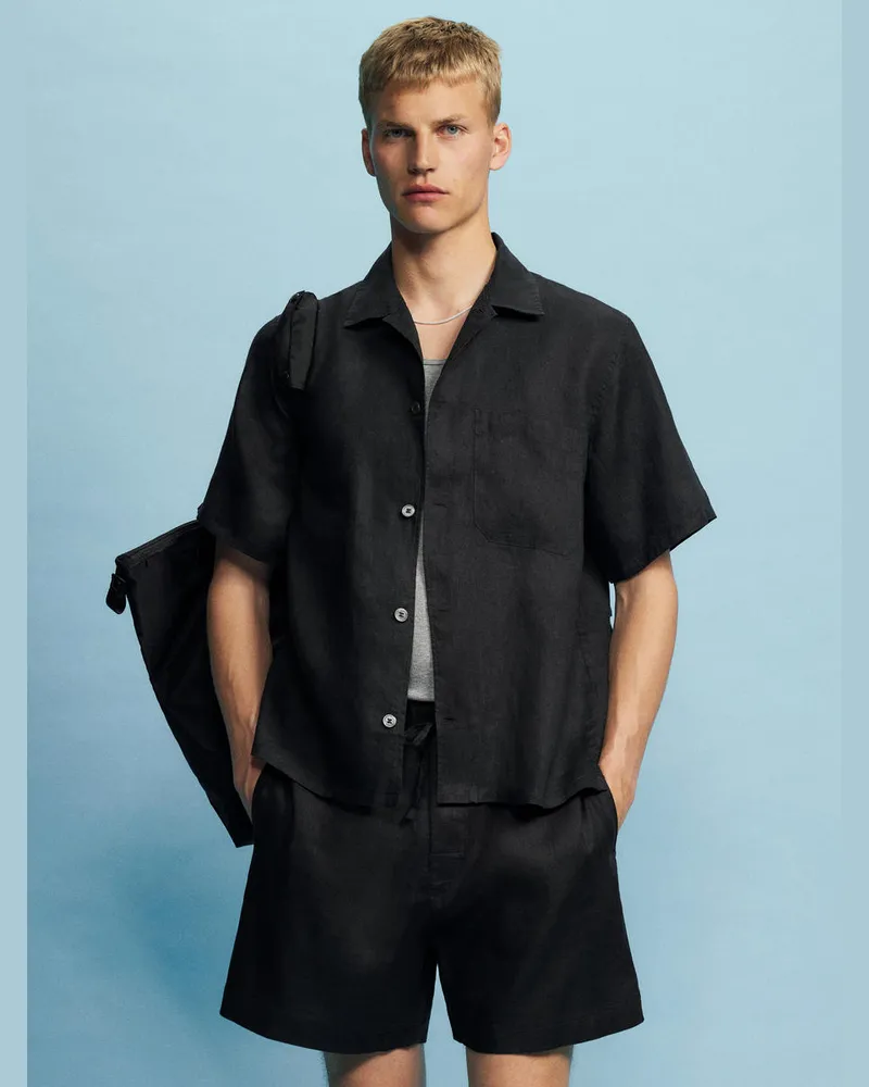 Arket Leinen-Shorts -Schwarz Schwarz