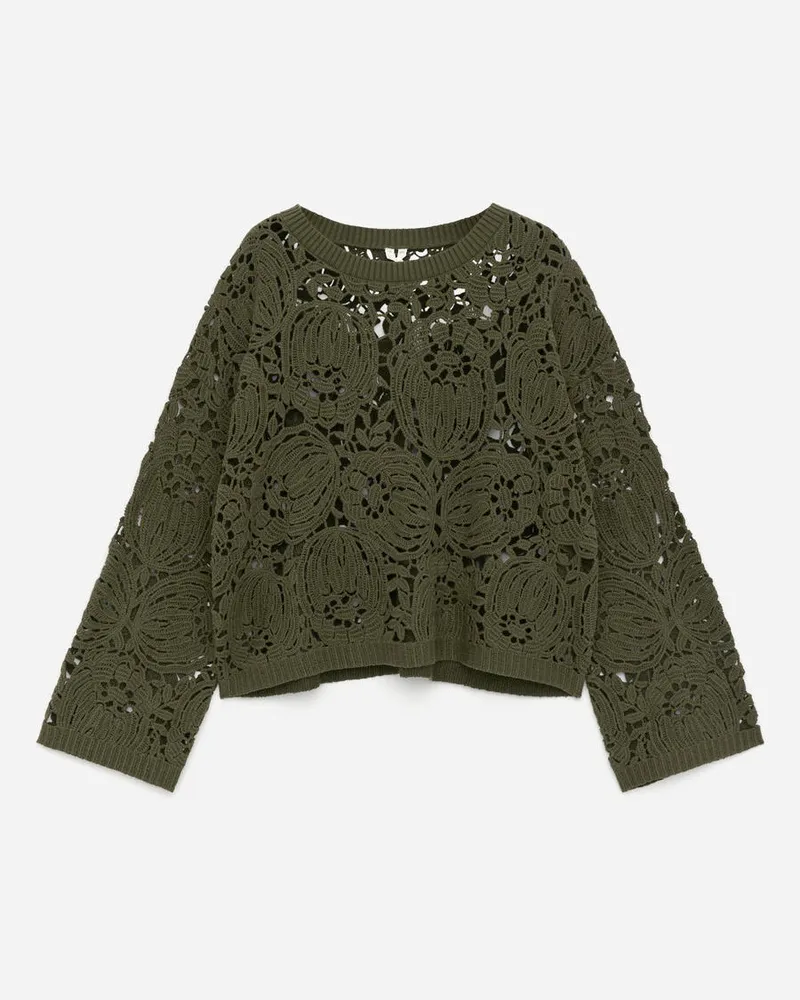 Arket Strickpullover Mit Lochmuster -Grün Grün