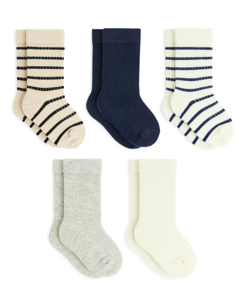Arket 5 Paar Rippstricksocken Für Babys - Beige|Blau|Mehrfarbig Beige