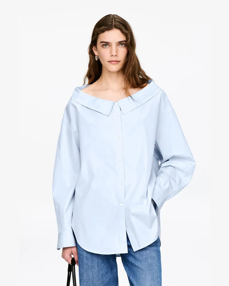 Arket Bluse Mit Weitem Ausschnitt -Blau Blau