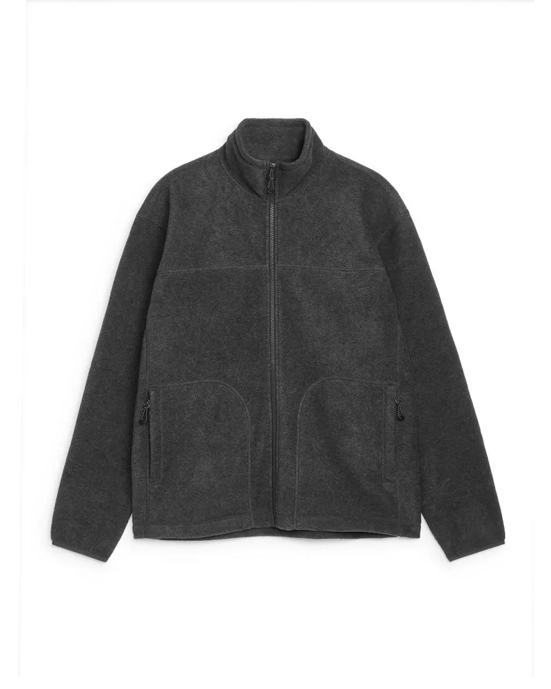 Arket Fleecejacke Mit Reißverschluss - Grau Dunkelgrau