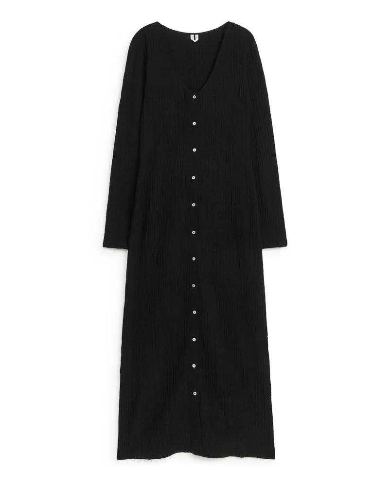 Arket Crinkle-Maxikleid - Schwarz Schwarz