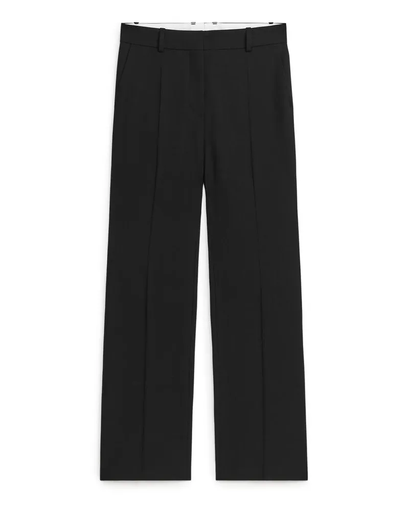 Arket Ausgestellte Hose Aus Wolltwill - Schwarz Schwarz