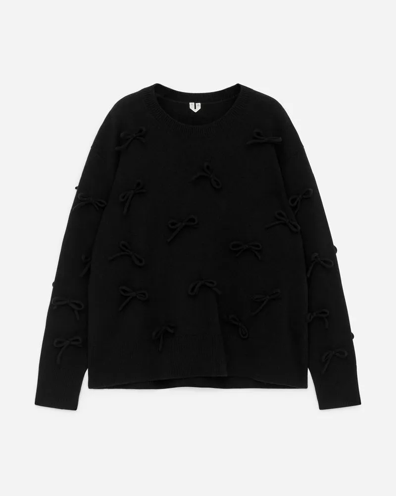 Arket Wollpullover Mit Schleifen -Schwarz Schwarz