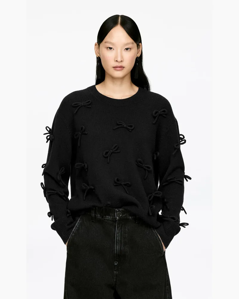 Arket Wollpullover Mit Schleifen -Schwarz Schwarz