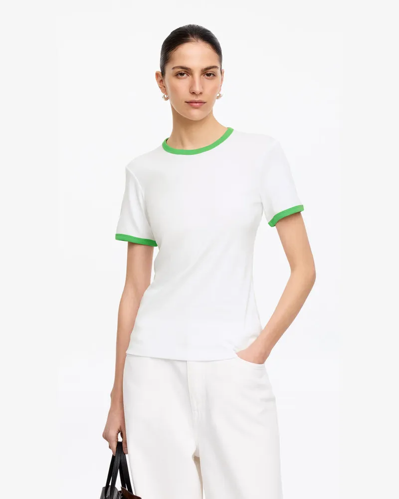 Arket Geripptes T-Shirt -Grün Grün