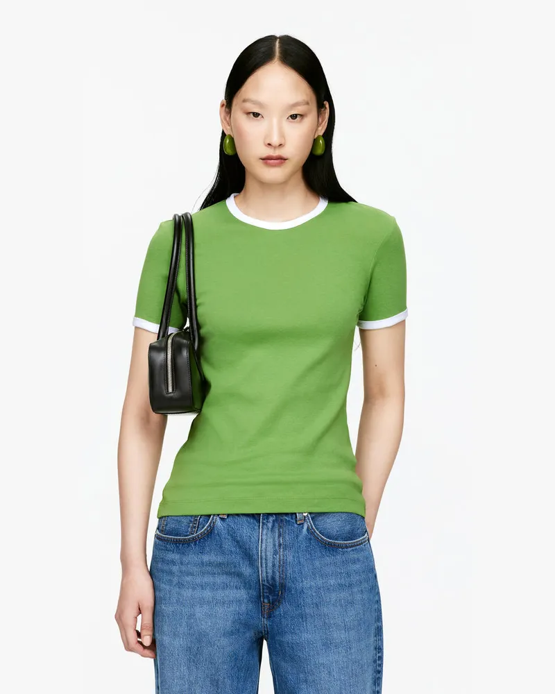 Arket Geripptes T-Shirt -Grün Grün