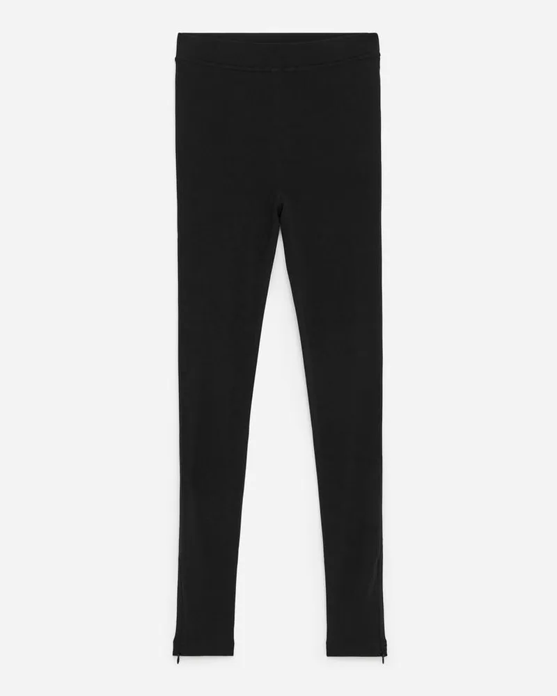 Arket Leggings Mit Reißverschlüssen - Schwarz Schwarz