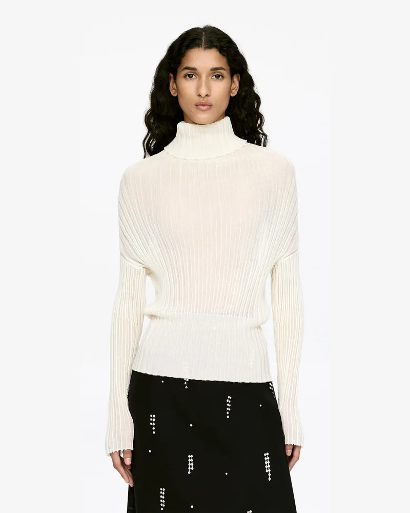 Arket Geripptes Oberteil Mit Rollkragen -Weiß Weiß