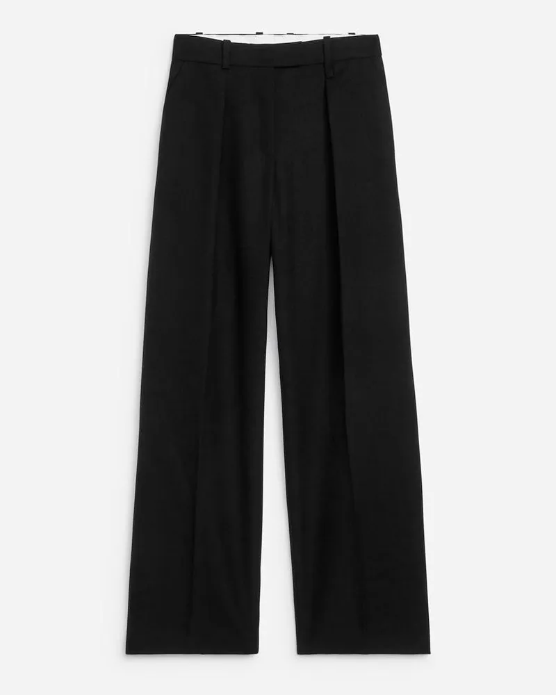Arket Hose Mit Hohem Bund Und Falten -Schwarz Schwarz
