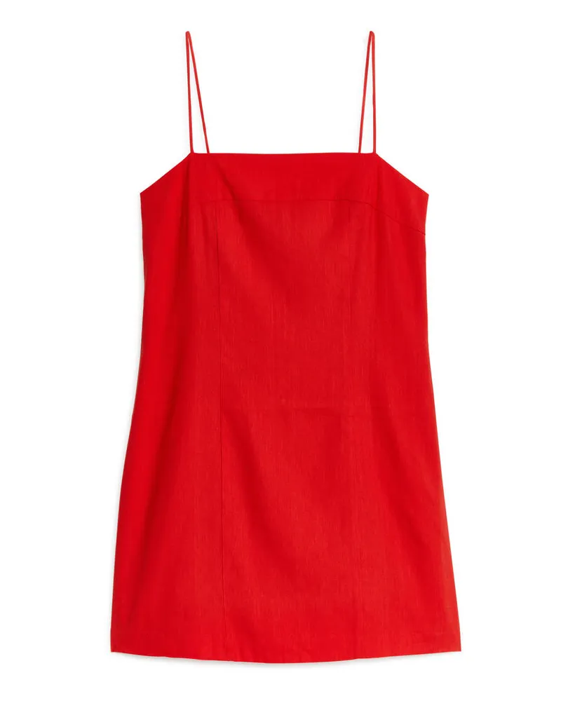 Arket Minikleid Aus Leinenmischung - Rot Rot