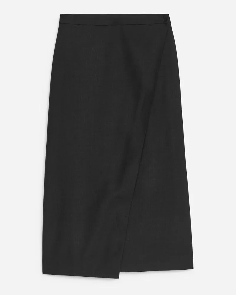 Arket Bleistiftrock Im Wickellook -Schwarz Schwarz
