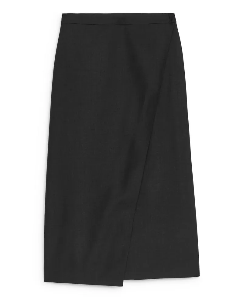 Arket Bleistiftrock Im Wickellook - Schwarz Schwarz