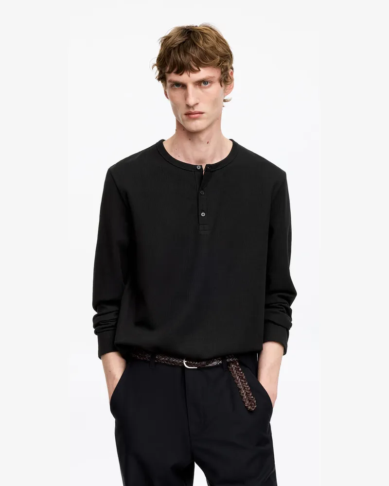 Arket Henley-Shirt -Schwarz Schwarz