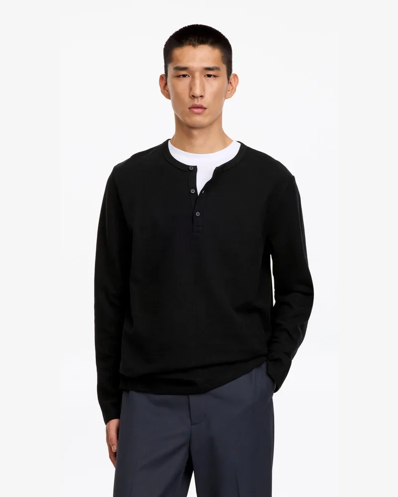 Arket Henley-Shirt -Schwarz Schwarz