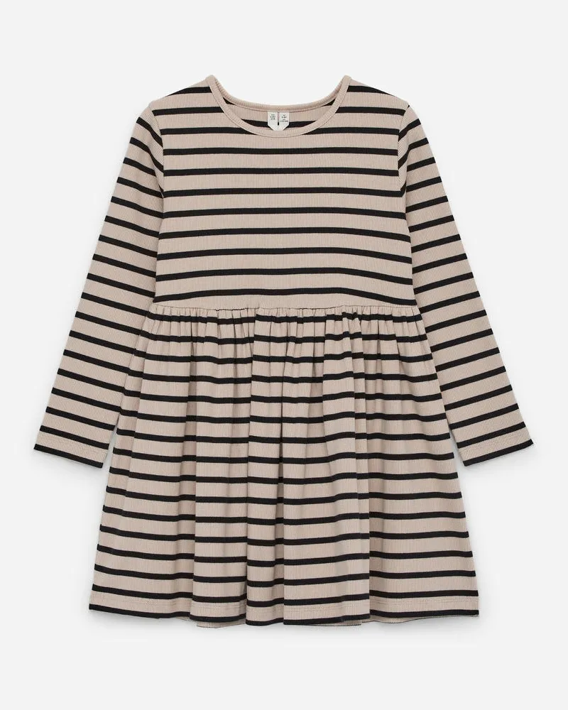 Arket Geripptes Kleid Aus Baumwolle -Schwarz Schwarz