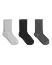 Arket Gerippte Baumwollsocken, 3Er-Pack Hellgrau