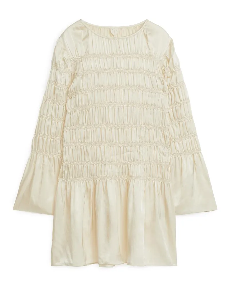 Arket Gesmoktes Minikleid - Weiß Cremeweiß
