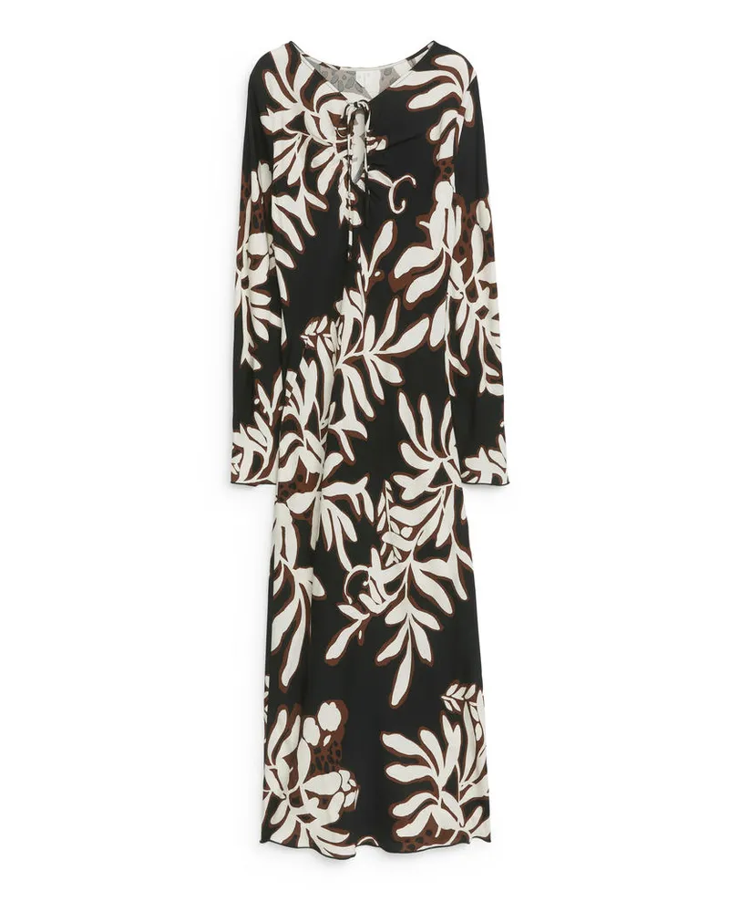 Arket Drapiertes Maxikleid - Schwarz|Weiß|Mehrfarbig Schwarz