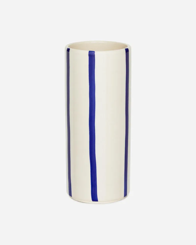 Arket Vase Aus Steingut, 23 Cm - Blau|Weiß|Mehrfarbig Blau