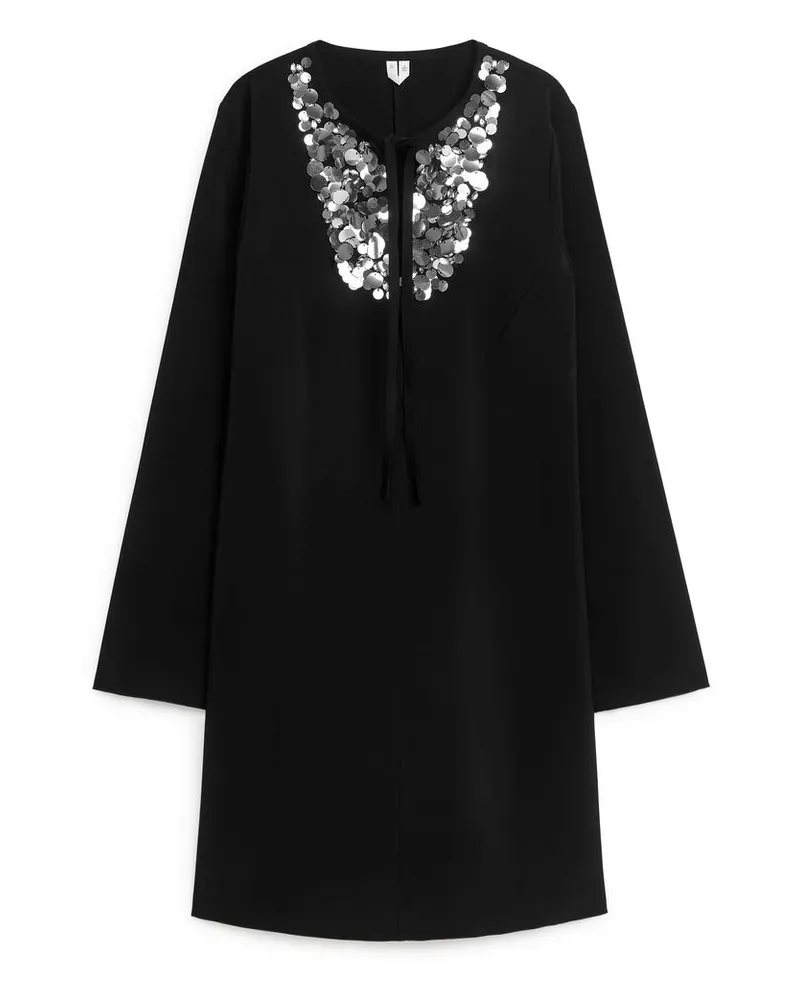Arket Verziertes Minikleid - Schwarz|Mehrfarbig|Silberfarben Schwarz