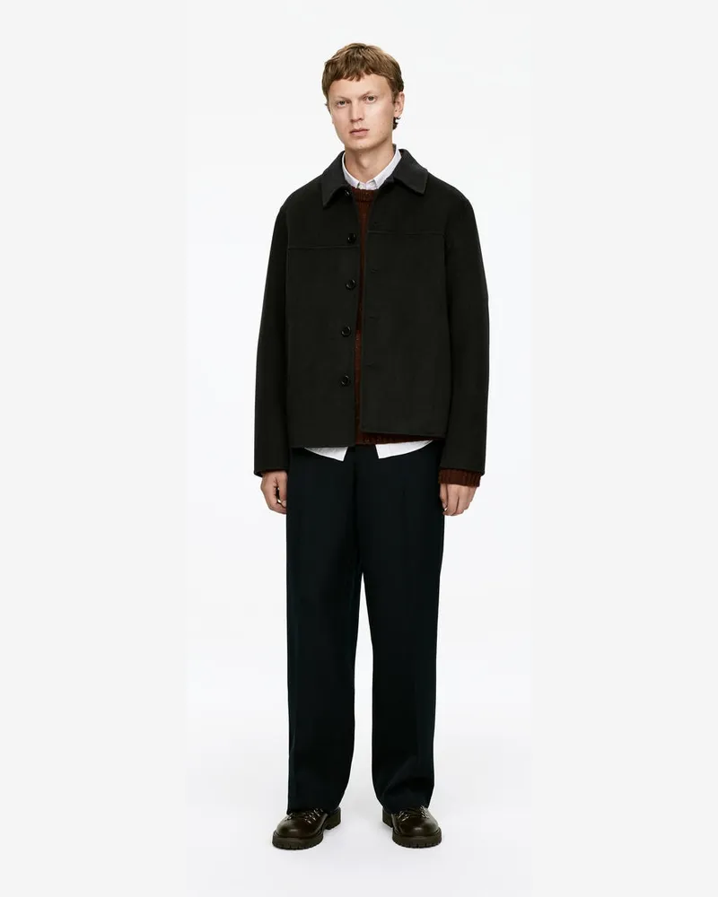 Arket Doubleface-Jacke Aus Wollmischung -Schwarz Schwarz