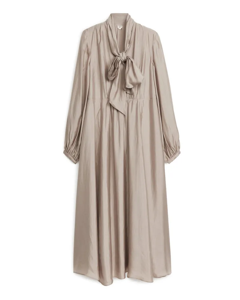 Arket Satinkleid Mit Schluppe - Beige|Braun|Grau Beige
