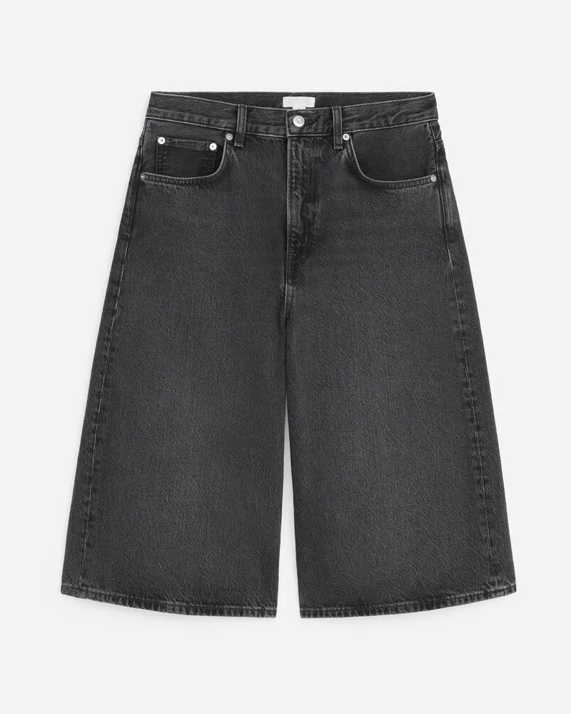 Arket Lange Jeansshorts -Schwarz Schwarz