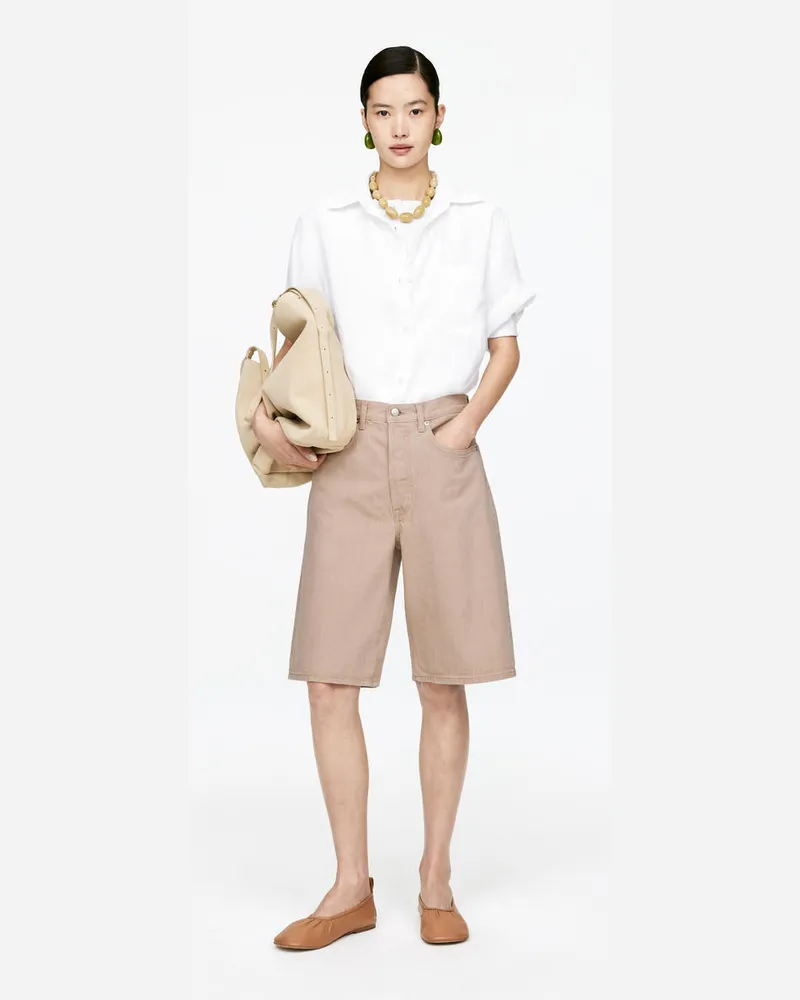 Arket Lange Jeansshorts -Beige Beige