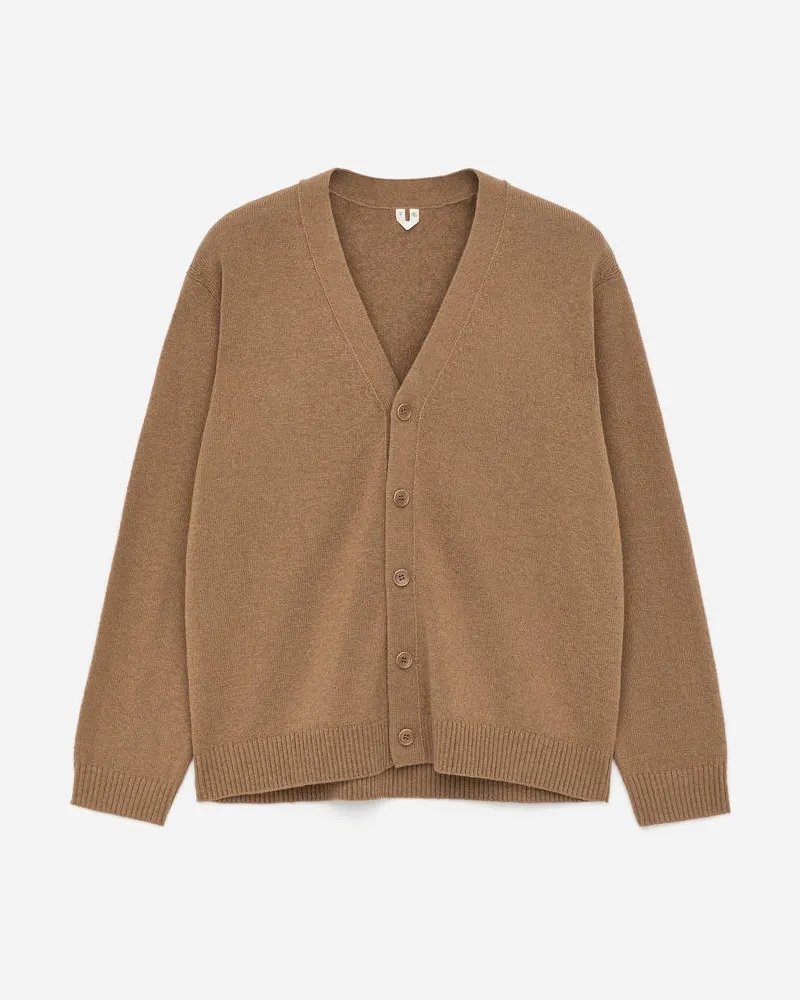 Arket Strickjacke Aus Wolle Und Baumwolle - Beige Kamel