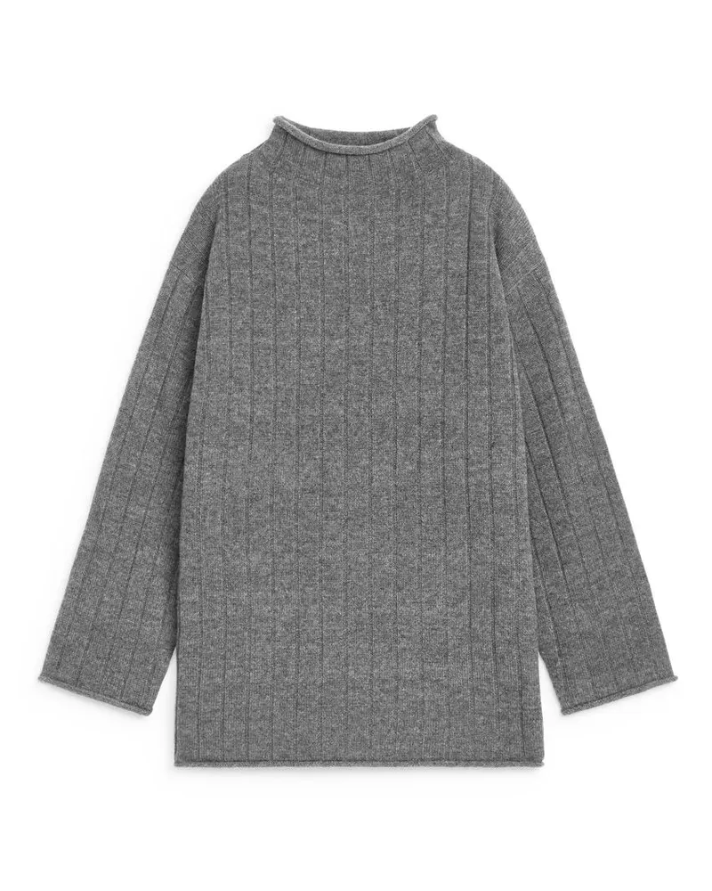 Arket Rippstrickpullover Aus Kaschmir Und Wolle - Grau Graumeliert