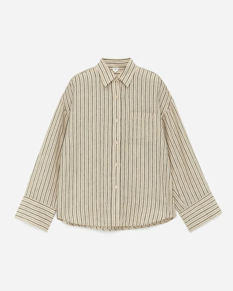 Arket Leinenhemd - Beige|Schwarz|Mehrfarbig Beige