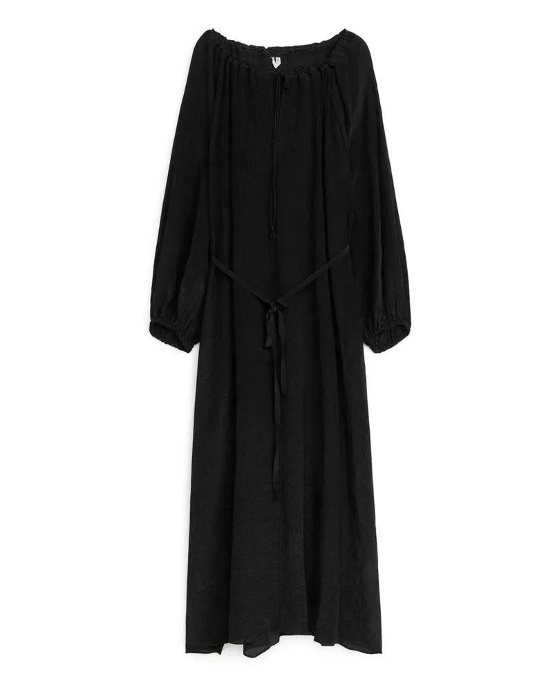 Arket Maxikleid Mit Bindebändern - Schwarz Schwarz