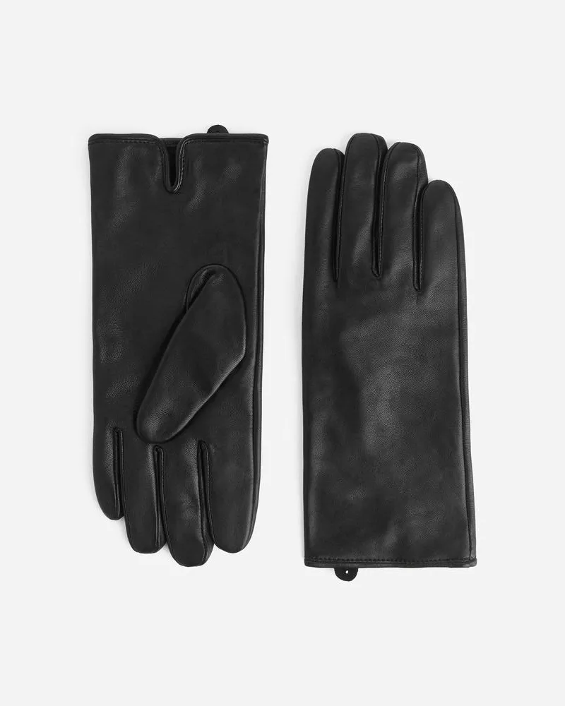 Arket Gefütterte Lederhandschuhe -Schwarz Schwarz