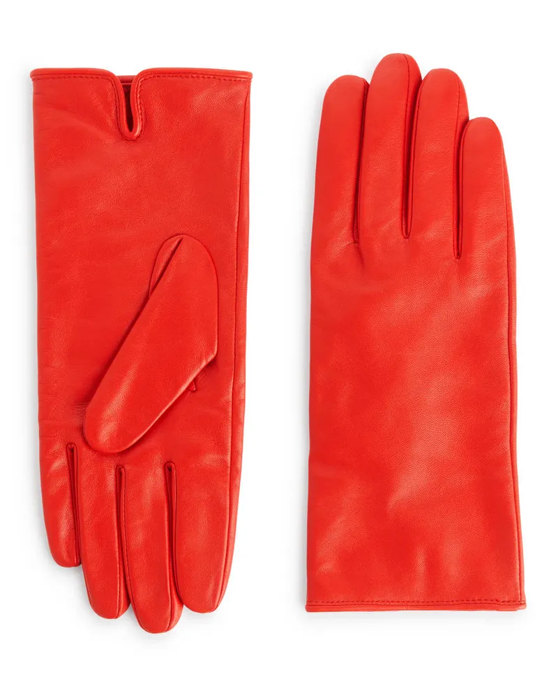 Arket Gefütterte Lederhandschuhe - Rot Rot