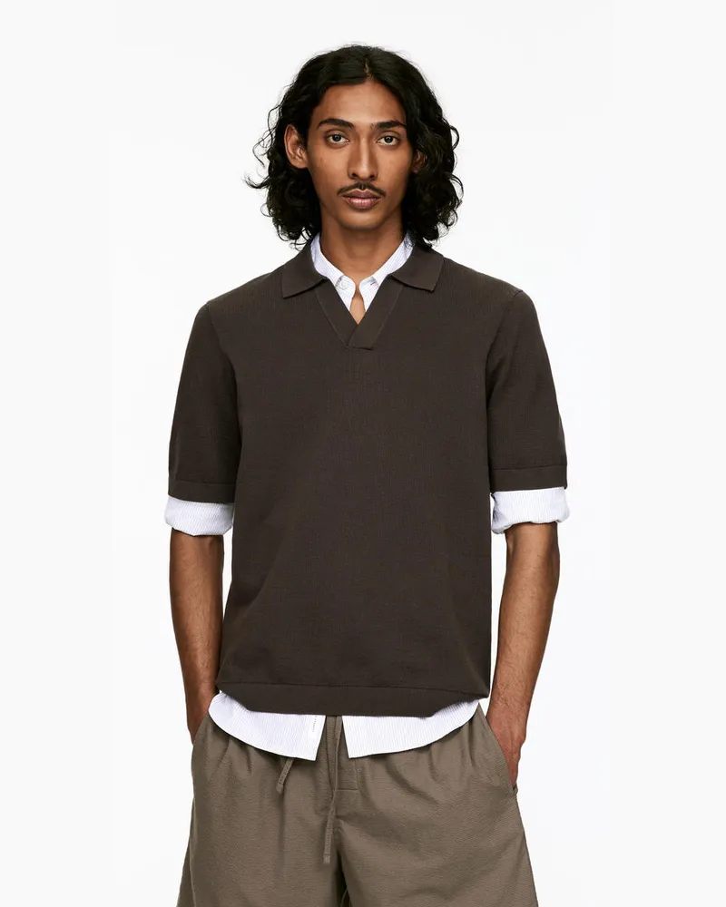 Arket Strukturiertes Polohemd -Beige Beige