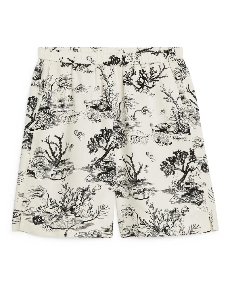 Arket Bedruckte Pull-On-Shorts - Schwarz|Weiß|Mehrfarbig Cremeweiß