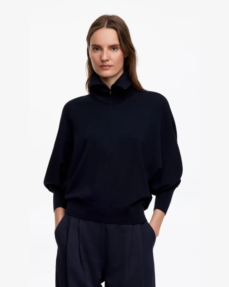 Arket Pullover Aus Merinowolle Mit Kurzem Reißverschluss -Blau Blau