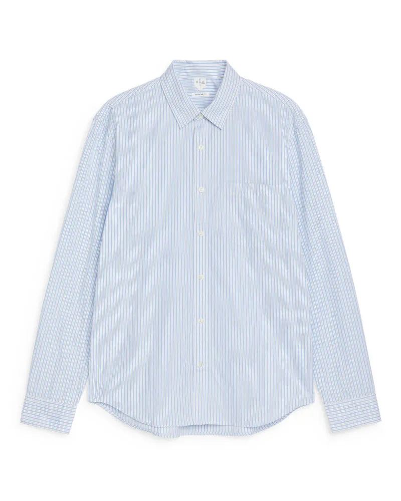 Arket Popeline-Hemd - Blau|Mehrfarbig|Weiß Hellblau