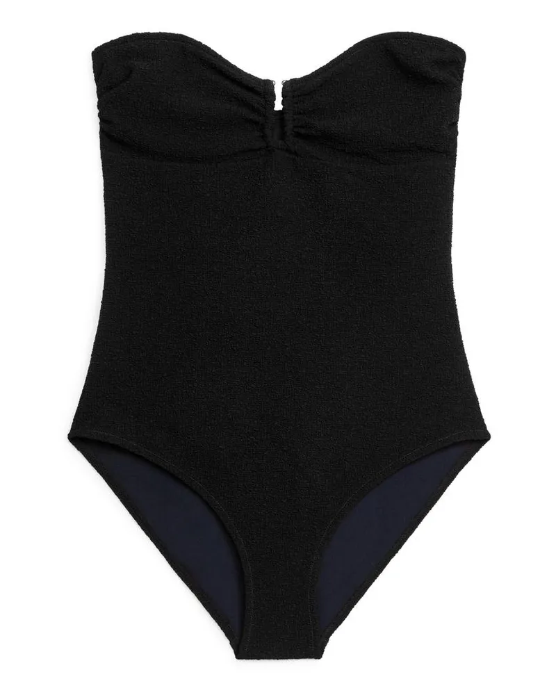 Arket Texturierter Bandeau-Badeanzug - Schwarz Schwarz