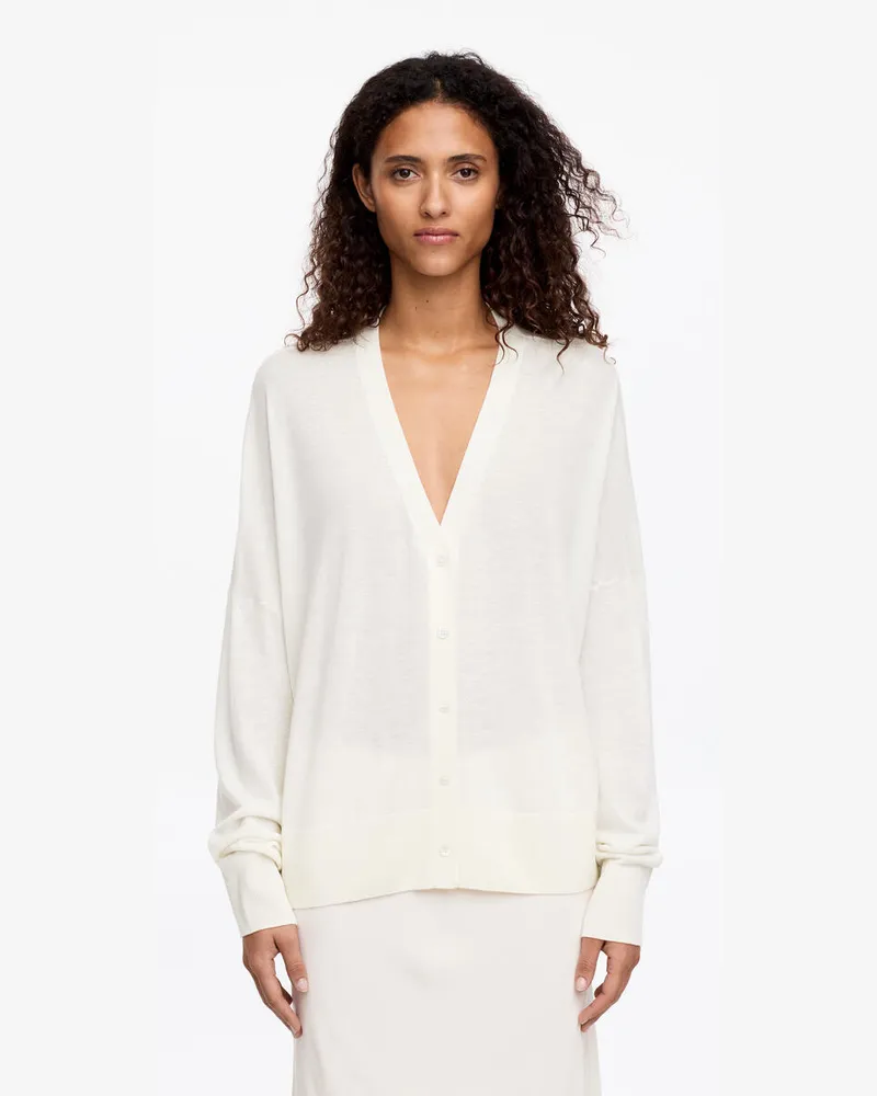 Arket Strickjacke Aus Wolle Und Lyocell -Weiß Weiß