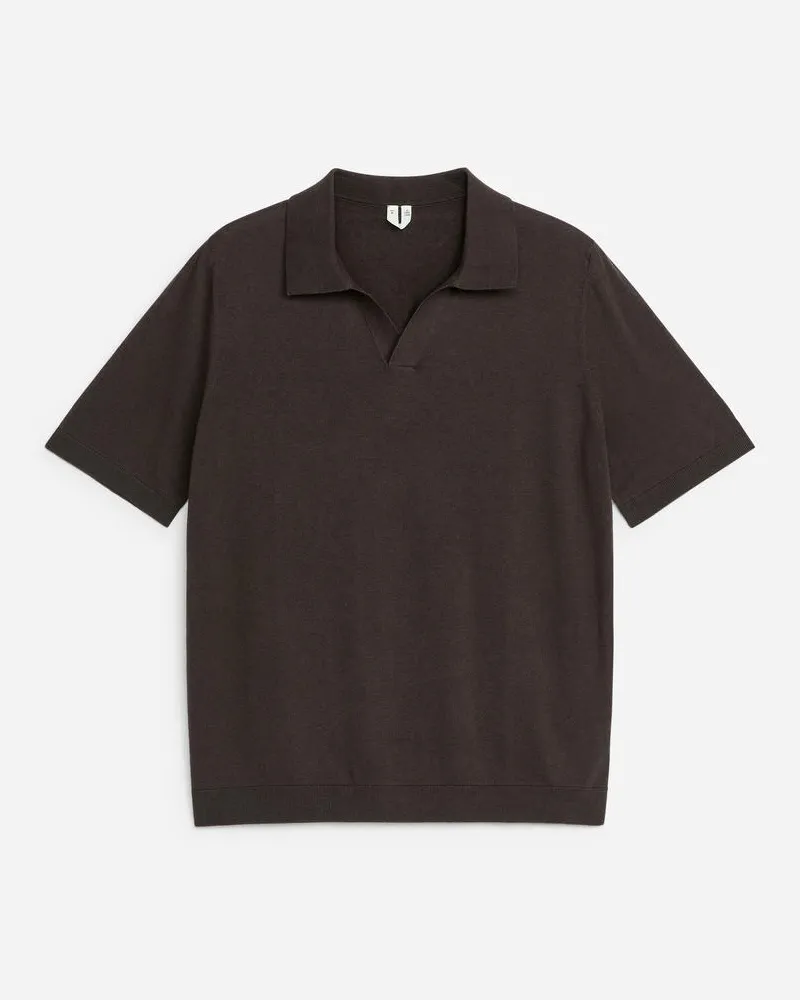 Arket Poloshirt Aus Baumwoll-Leinen -Braun Braun