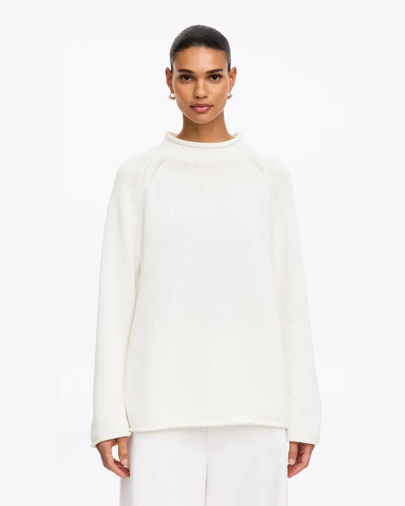 Arket Baumwollpullover Mit Rollkanten -Weiß Weiß