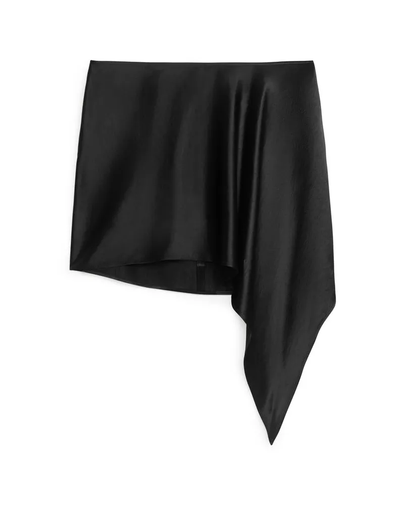Arket Minirock Aus Satin - Schwarz Dunkelgrau