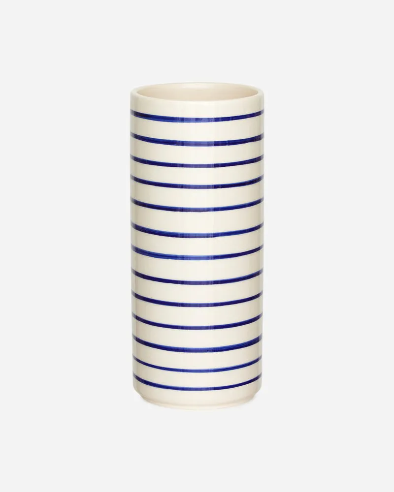 Arket Vase Aus Steingut, 23 Cm - Blau|Weiß|Mehrfarbig Cremeweiß