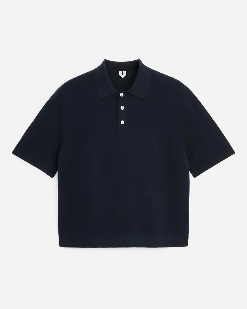 Arket Feinstrick-Poloshirt -Blau Blau