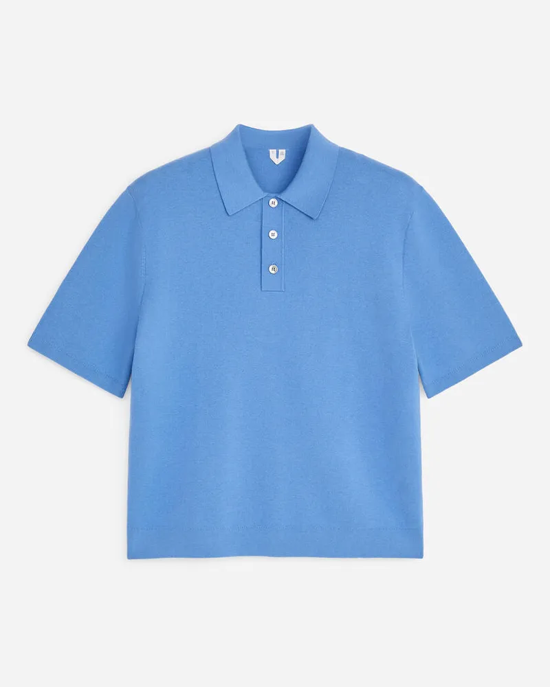 Arket Feinstrick-Poloshirt -Blau Blau