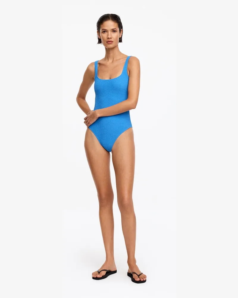 Arket Strukturierter Badeanzug -Blau Blau