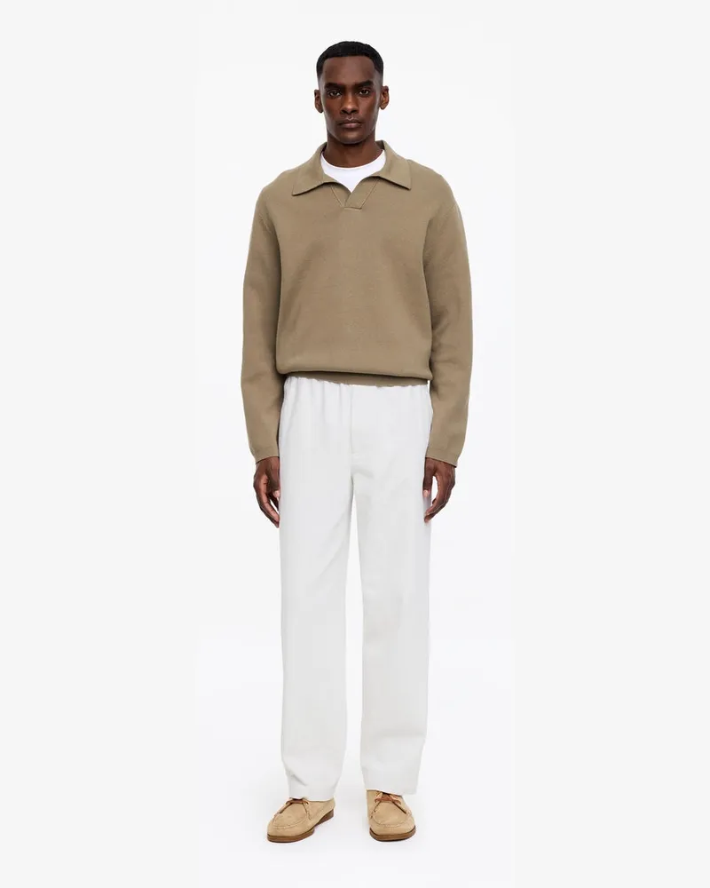 Arket Weite Hose Aus Baumwolle Und Leinen -Weiß Weiß