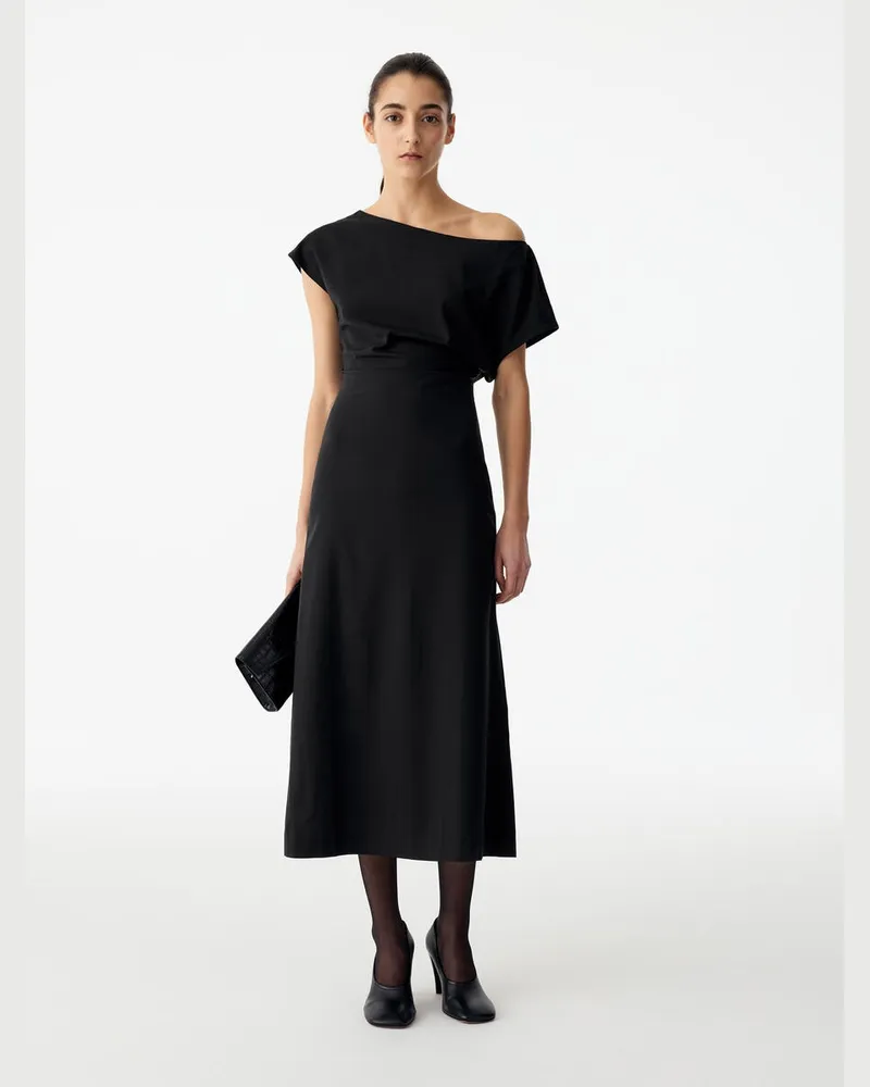 Arket Off-Shoulder-Midikleid -Schwarz Schwarz